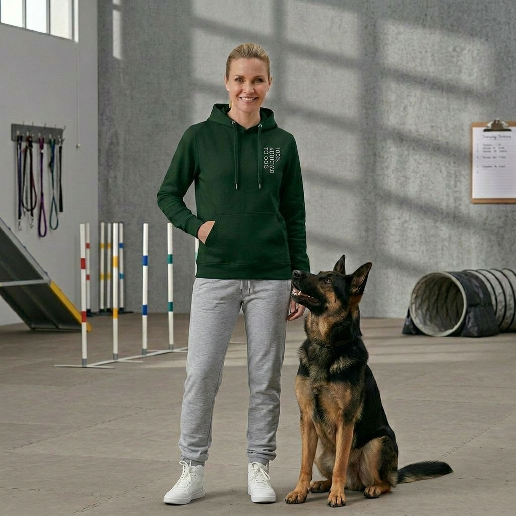 Felpa unisex "100% Addicted To Dog" verde bosco