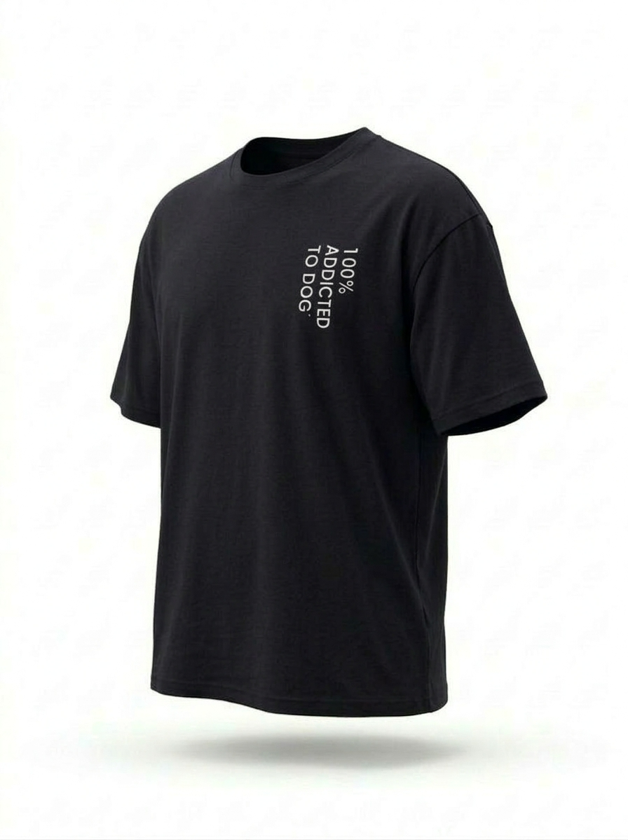 T-Shirt Unisex Oversize 100% Addicted To Dog Nera