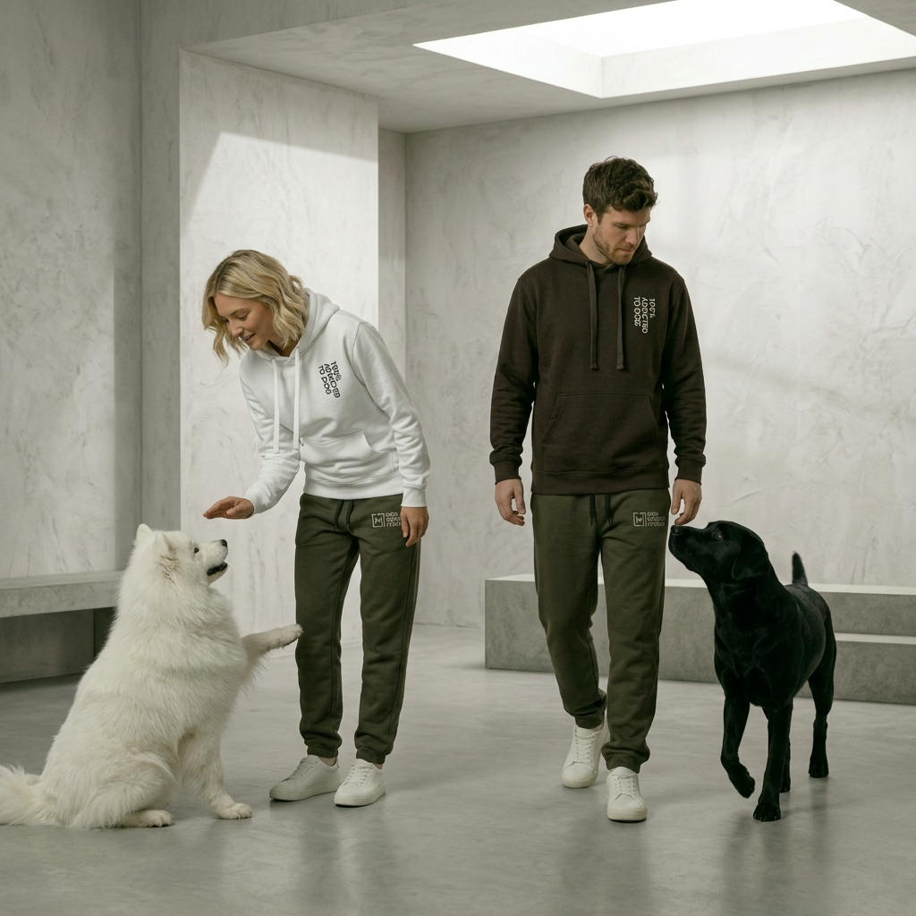 Pantaloni Unisex 100% Addicted To Dog Verde Militare Felpati