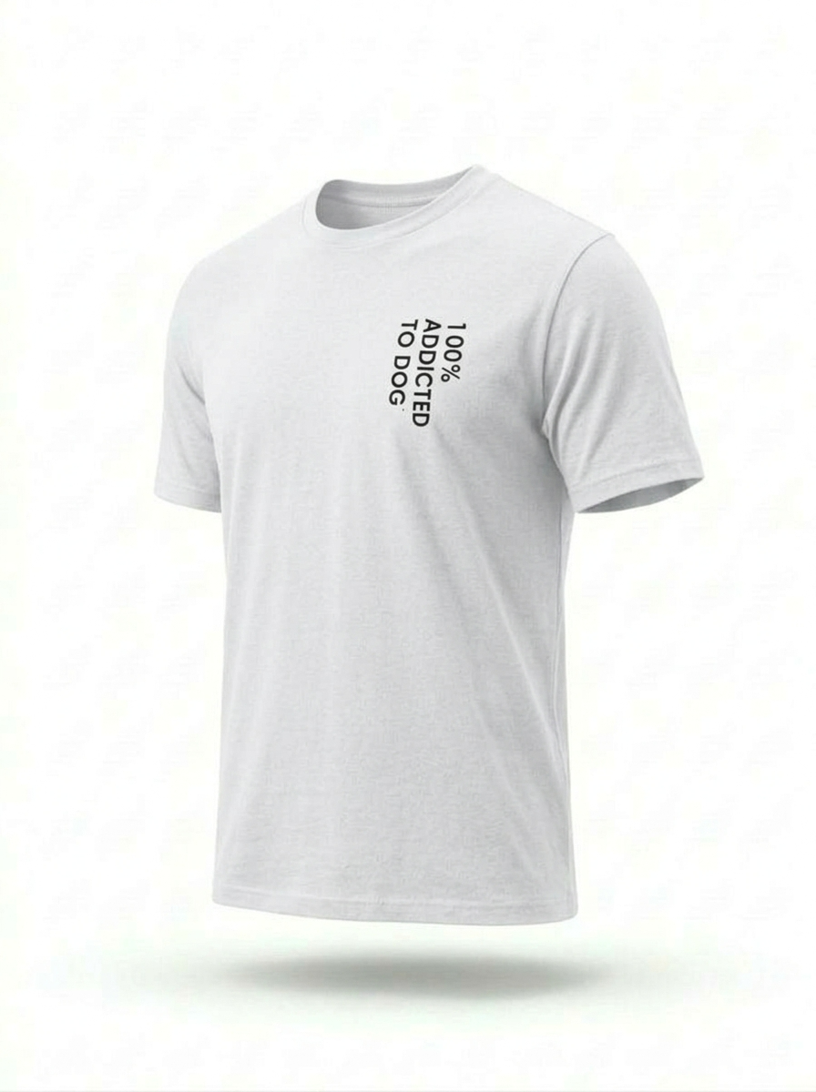 T- Shirt Unisex Bianca 100% Addicted To Dog