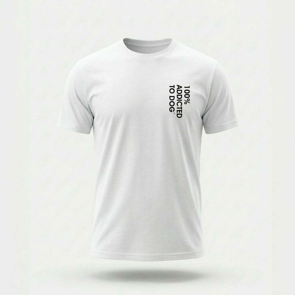 T- Shirt Unisex Bianca 100% Addicted To Dog