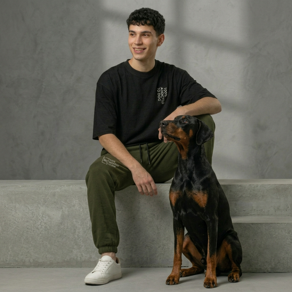 T-Shirt Unisex Oversize 100% Addicted To Dog Nera
