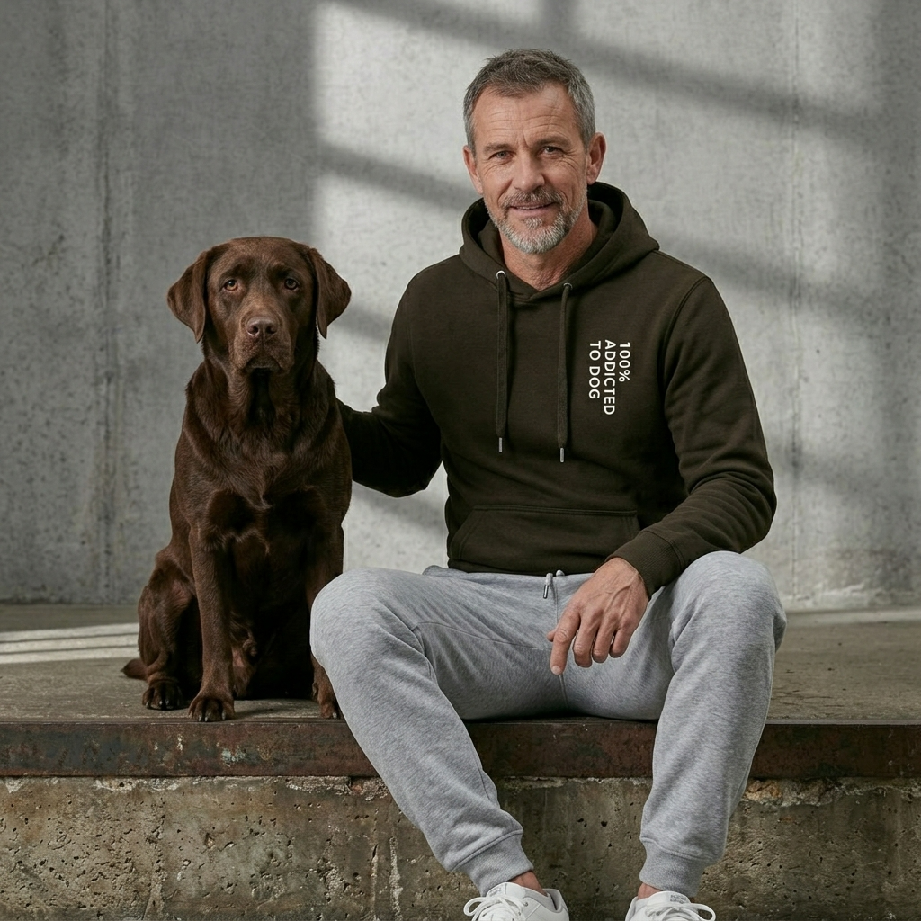Felpa unisex  100% Addicted To Dog marrone terra