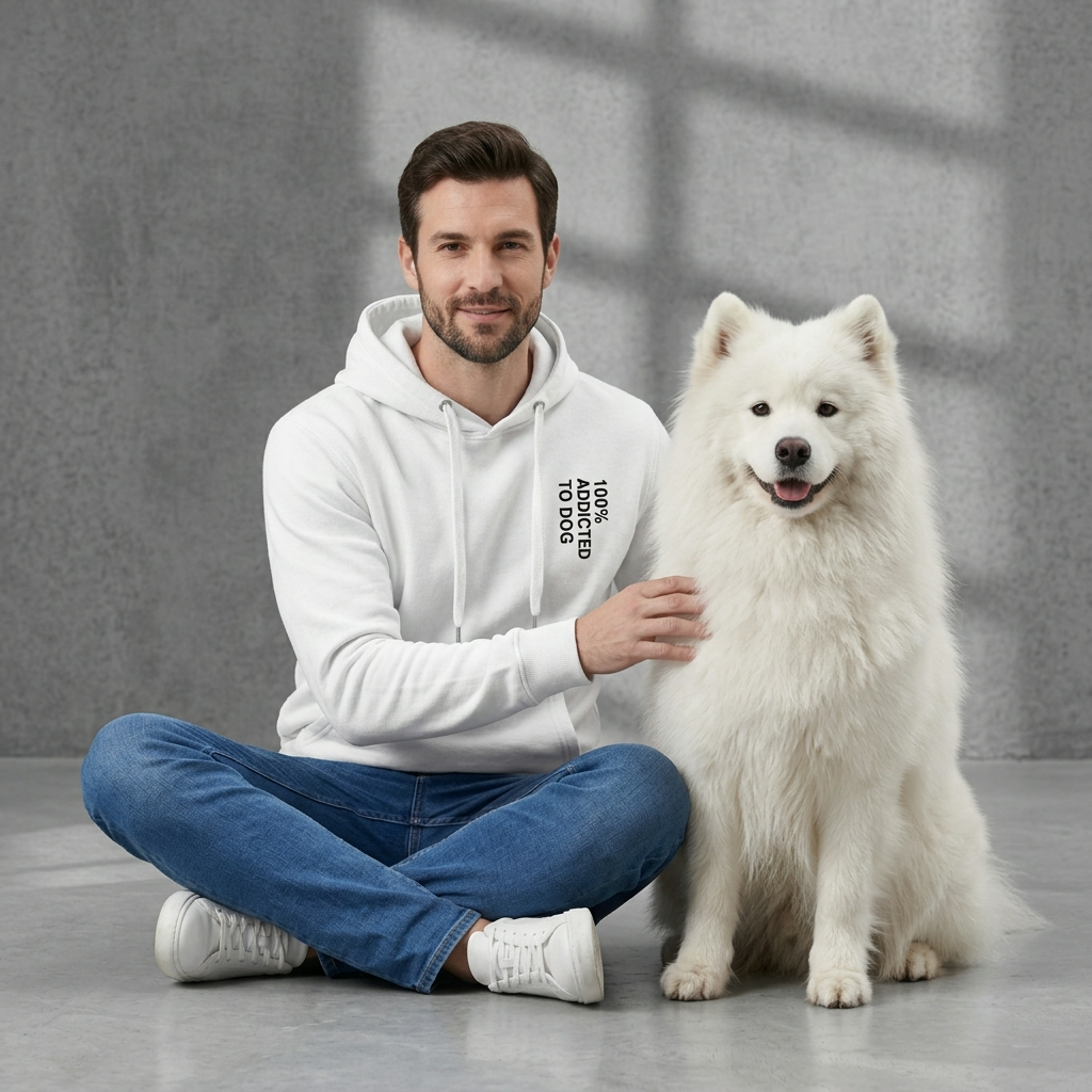 Felpa unisex "100% Addicted To Dog" bianca