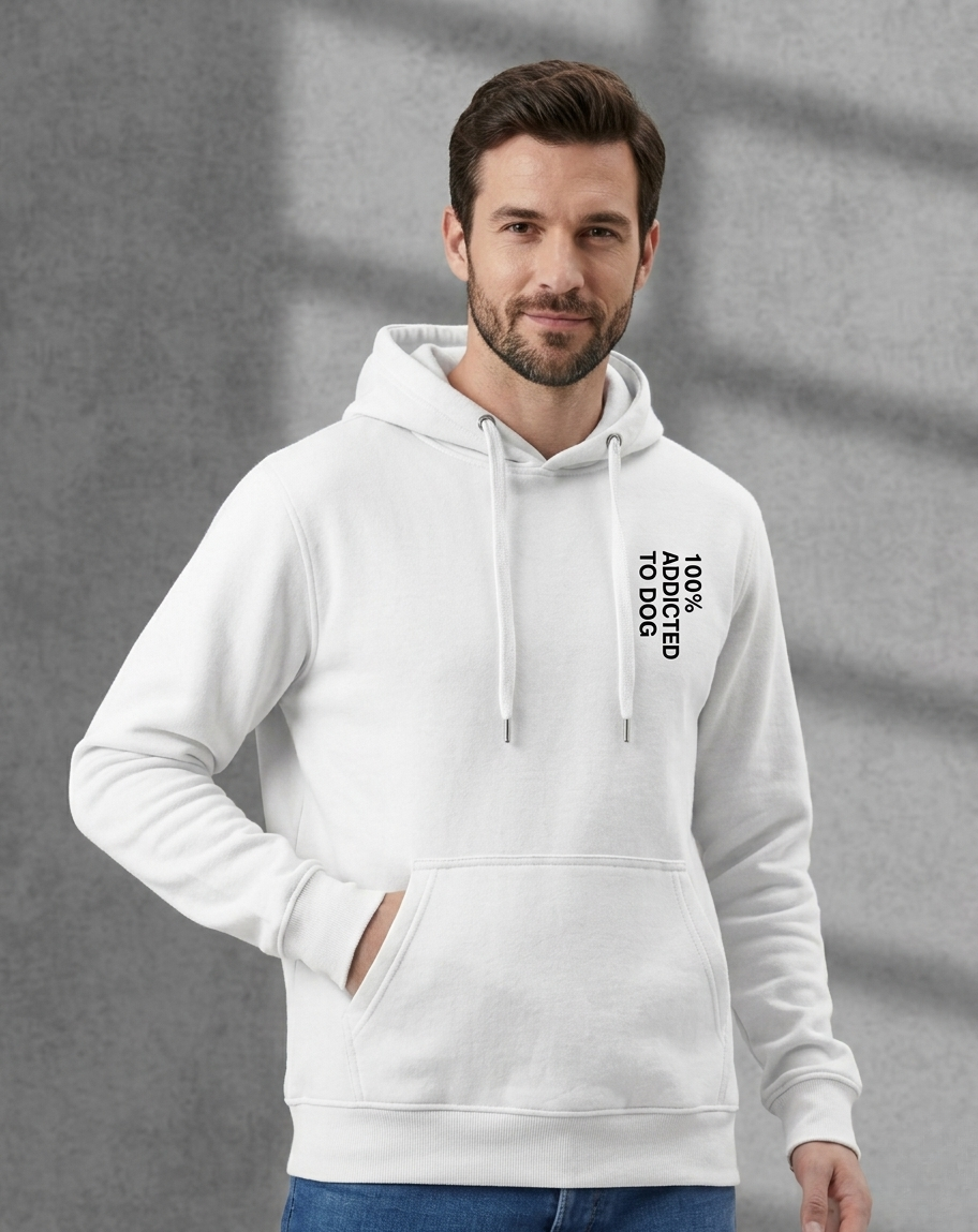 Felpa unisex "100% Addicted To Dog" bianca