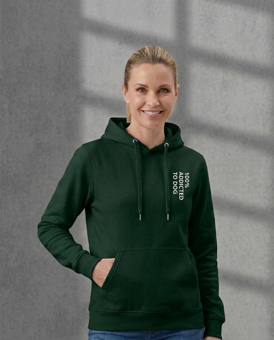 Felpa unisex "100% Addicted To Dog" verde bosco